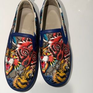 Gucci Kids Multicolor Animal Print Slip-On Sneakers